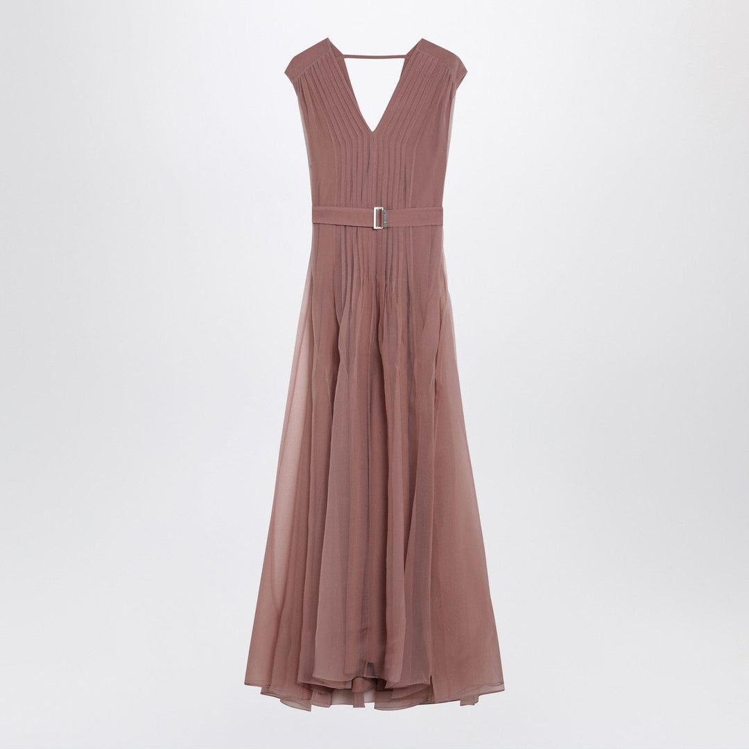 Belts M Brunello Cucinelli - Pink Crispy silk dress with belt Brand