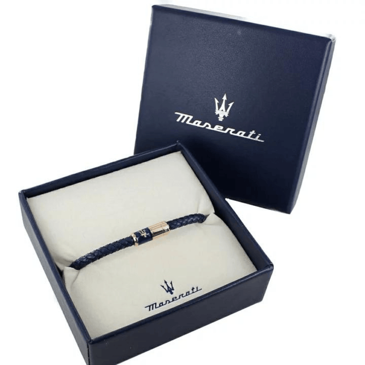 Maserati Bracelets Maserati Jewels Blue Leather Bracelet Brand