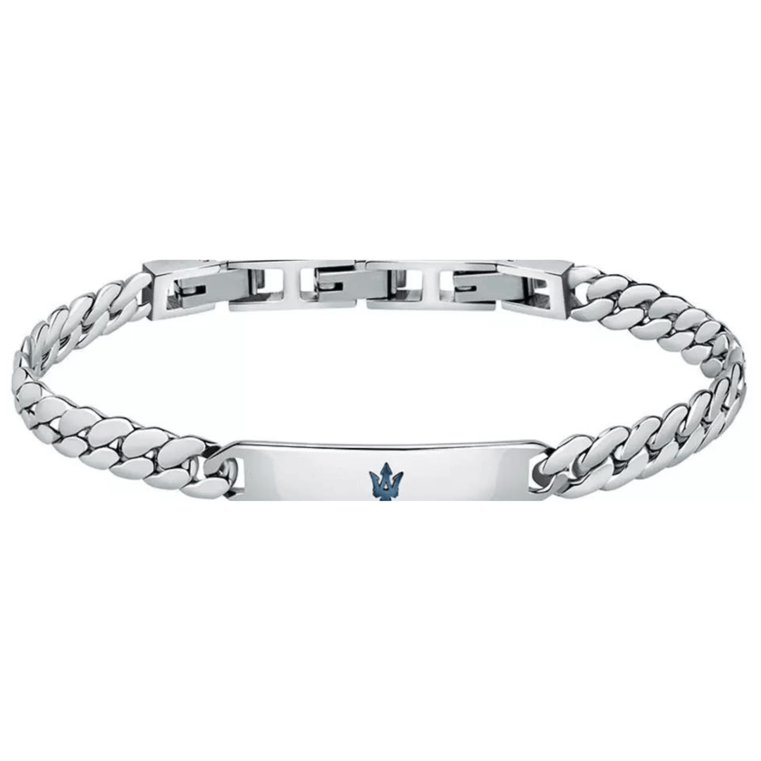 Maserati Bracelets Maserati Jewels Chain Silver Bracelet Blue Trident Brand