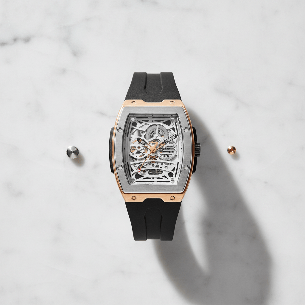 Ingersoll The Challenger Automatic Two Tone Black Rubber Strap Watch Brand Chronograph Watches