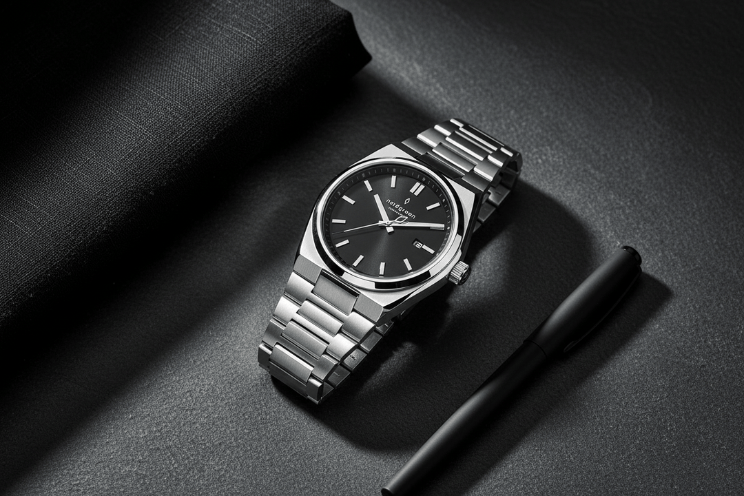 Nordgreen Succession 41mm Black Dial Stainless Steel Strap Watch Brand Chronograph Watches