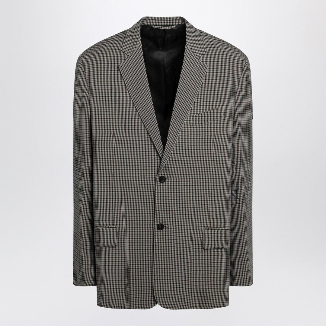 Coats &amp; Jackets 48 IT Balenciaga - Khaki and brown gingham jacket Brand