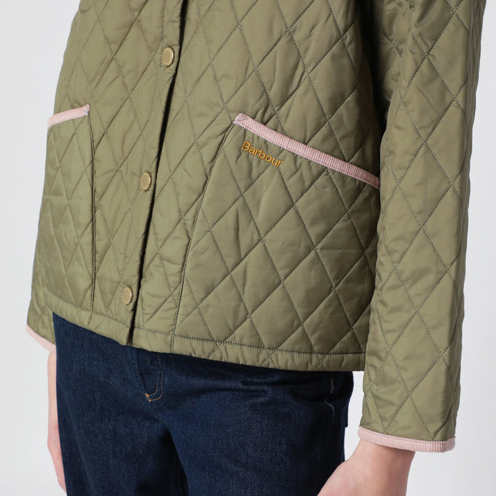 Barbour - Liddesdale Cropped Icons quilted jacket in olive green Brand Coats &amp; Jackets 12 UK