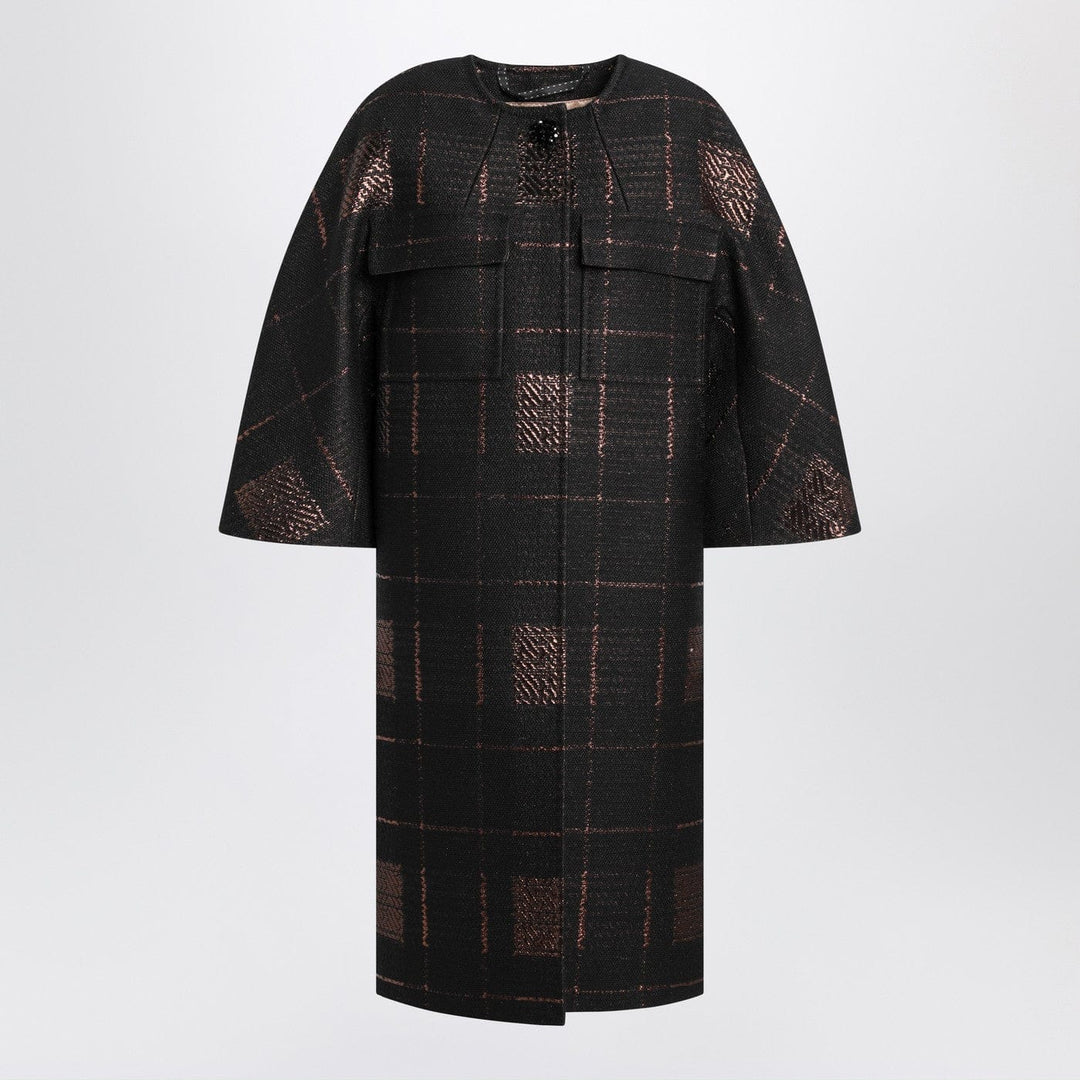 Coats & Jackets Black cocoon coat in jacquard lamé Brand