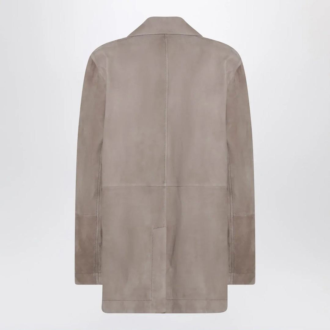 Brunello Cucinelli - Light brown suede single-breasted blazer Brand Coats &amp; Jackets 40  IT
