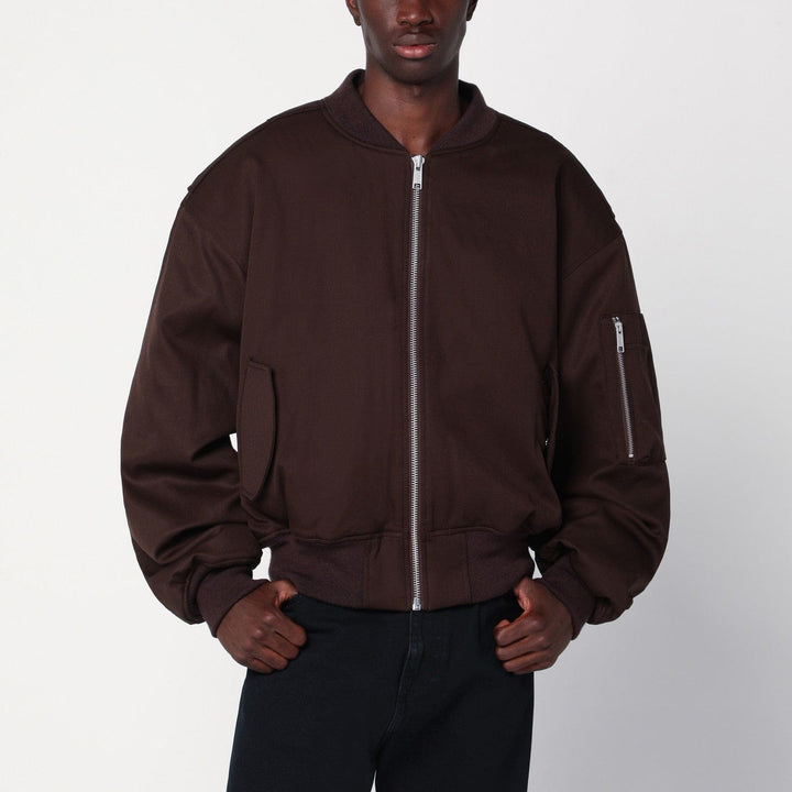 Coats &amp; Jackets Entire Studios - Dark brown zip-up bomber jacket in wool Brand