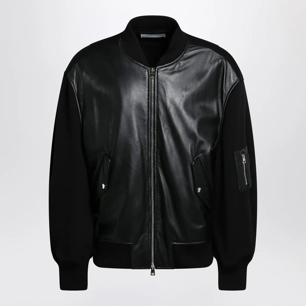 Givenchy - Black leather bomber jacket with wool sleeves Brand Coats & Jackets XL