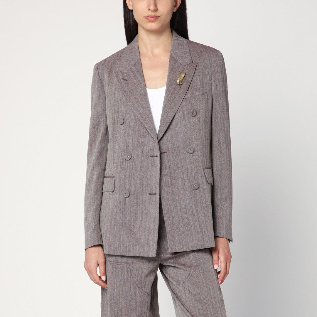 Coats & Jackets 44  IT Golden Goose - Light brown double-breasted jacket in chevron wool blend Brand