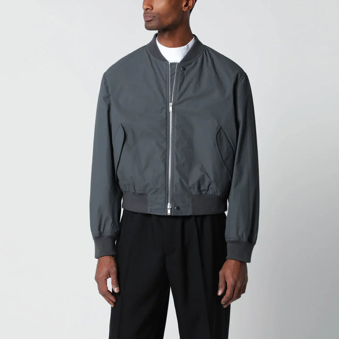 Jil Sander - Grey cotton zip-up bomber jacket Brand Coats &amp; Jackets 48 IT