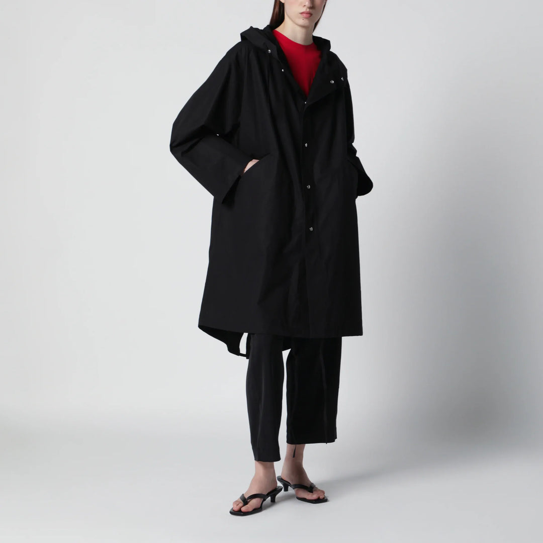 Jil Sander - Mid-length hooded parka in waterproof cotton, black Brand Coats &amp; Jackets 34  FR