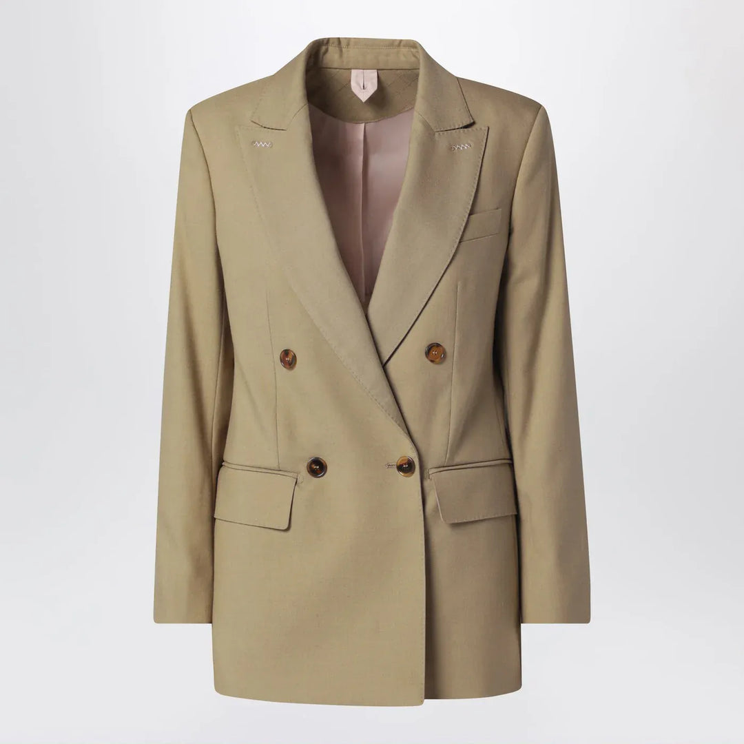 Max Mara - Camel wool-blend double-breasted jacket Brand Coats &amp; Jackets 40  IT