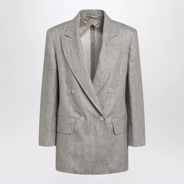 Max Mara - Olimpia double-breasted chevron linen blazer in beige Brand Coats &amp; Jackets 40  IT