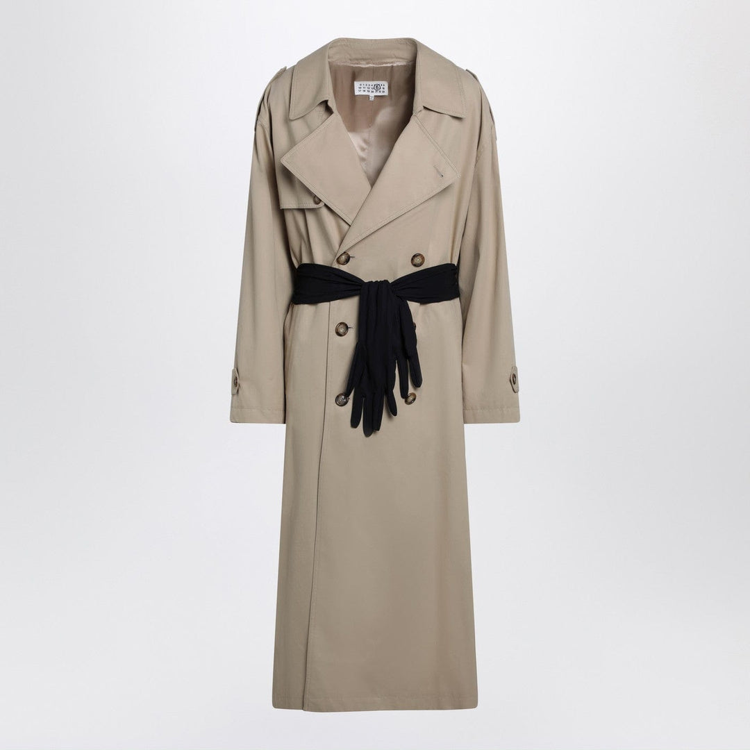 Coats &amp; Jackets MM6 Maison Margiela - Beige cotton trench coat with gloves Brand
