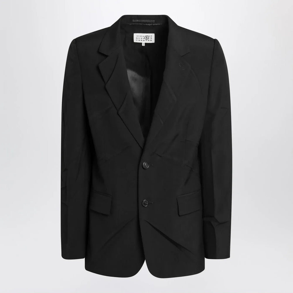 MM6 Maison Margiela - Black wool-blend jacket Brand Coats & Jackets 46 IT