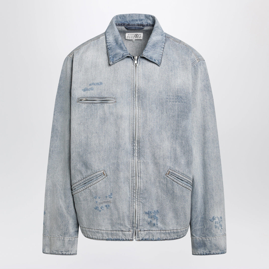 Coats &amp; Jackets MM6 Maison Margiela - Washed Blue Zip-Up Denim Jacket Brand