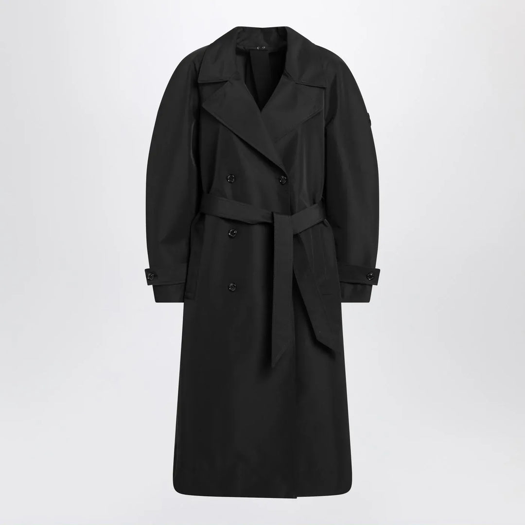 Moncler X Edward Enninful - Black double-breasted trench coat with belt Brand Coats &amp; Jackets 0
