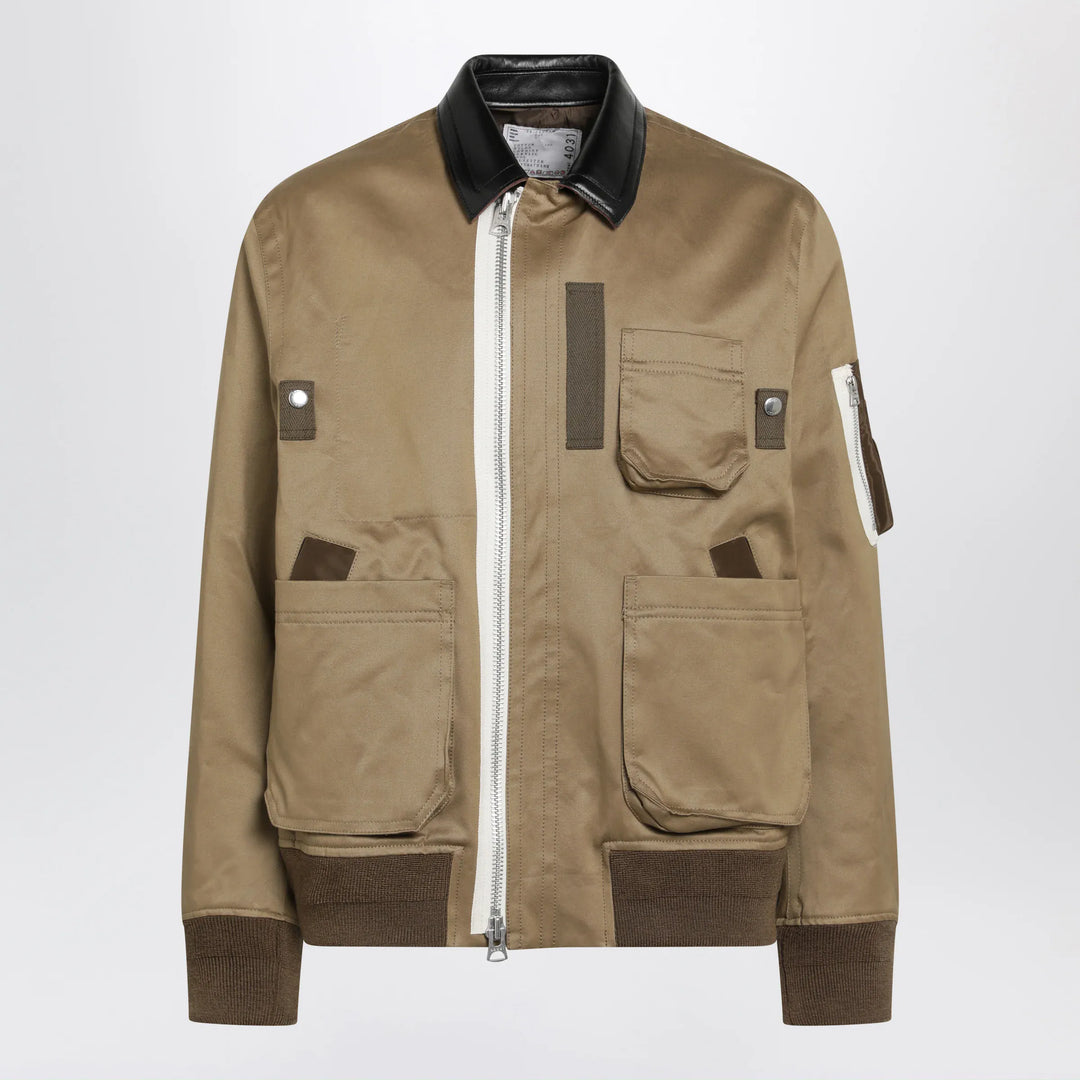 Sacai - Beige cotton and nylon bomber jacket Brand Coats &amp; Jackets 3