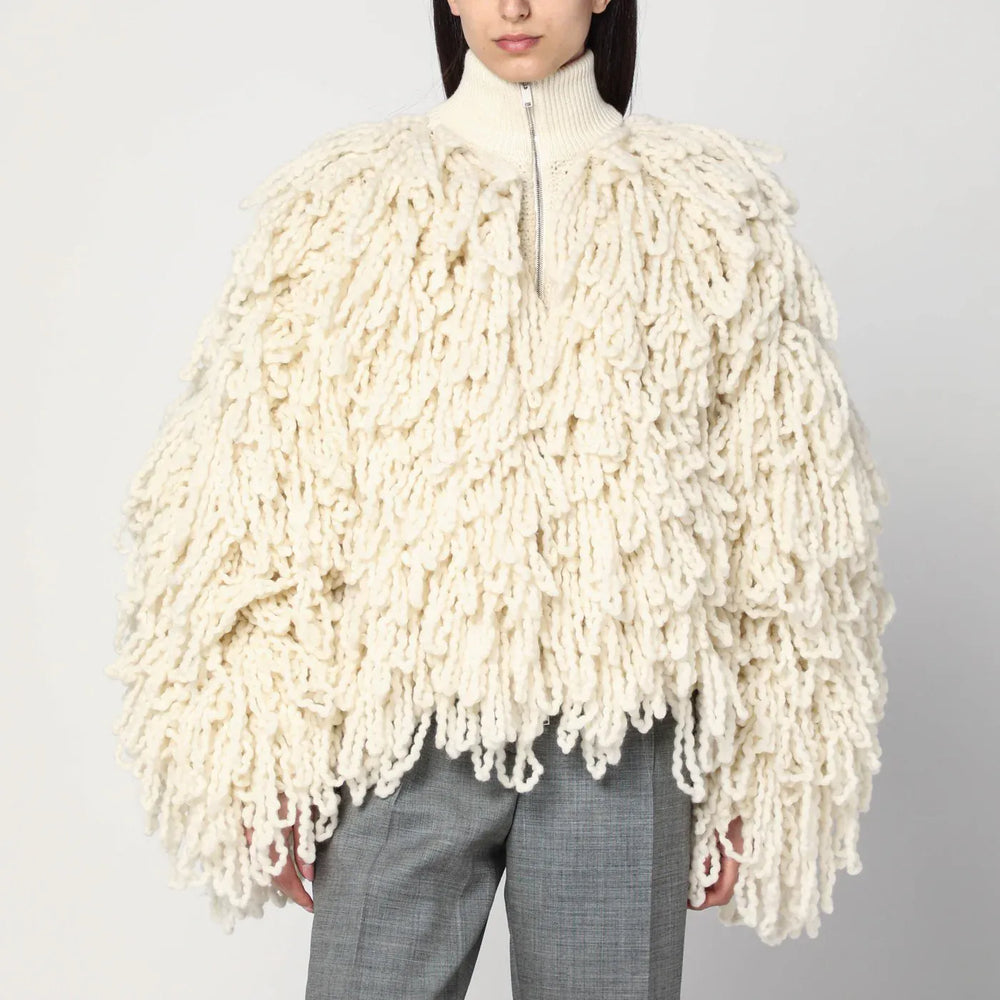 Stella McCartney - White wool bomber jacket with fringes Brand Coats & Jackets M