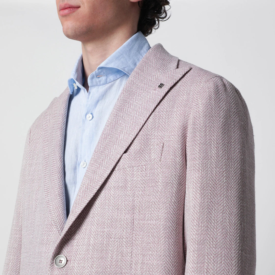 Tagliatore - Single-Breasted Herringbone Jacket Lilac Brand Coats &amp; Jackets