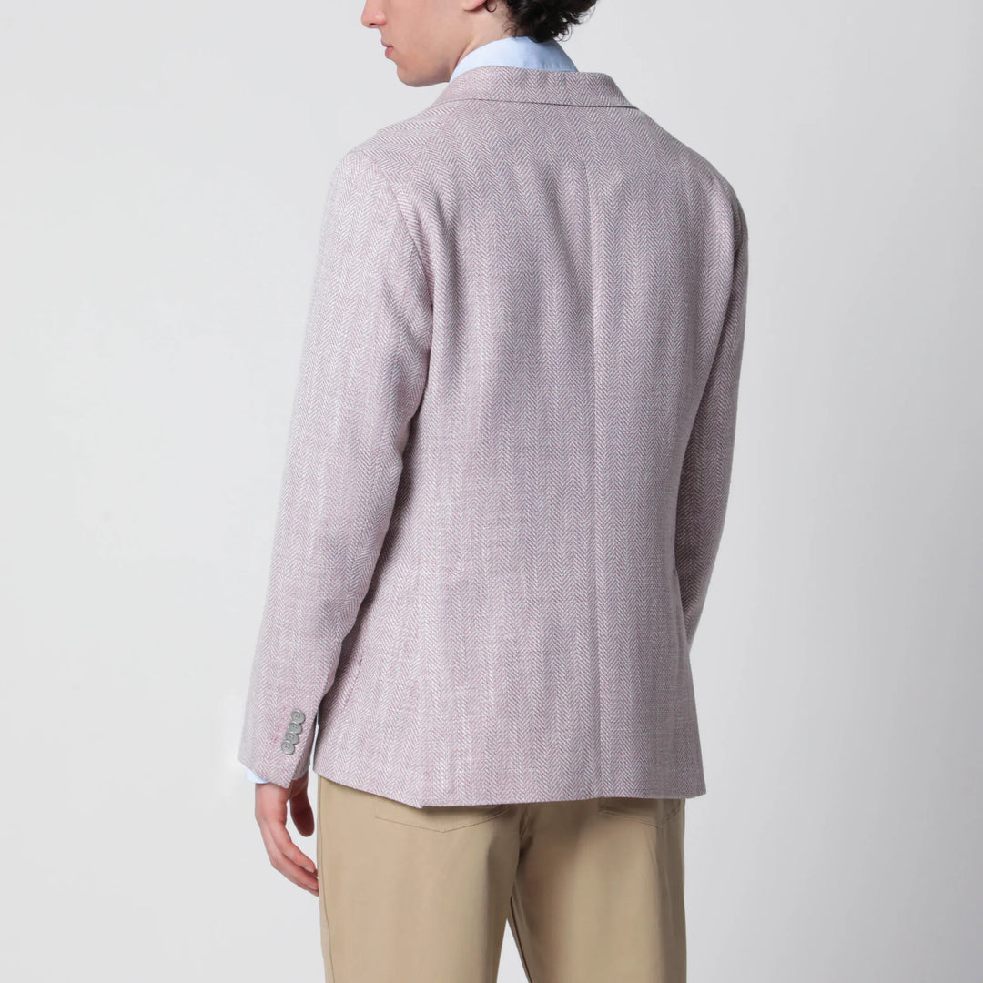 Tagliatore - Single-Breasted Herringbone Jacket Lilac Brand Coats &amp; Jackets