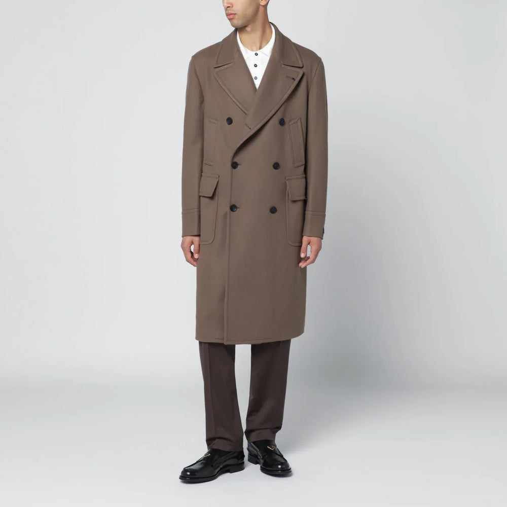 Tagliatore - Taupe double-breasted wool-blend coat Brand Coats & Jackets 46 IT