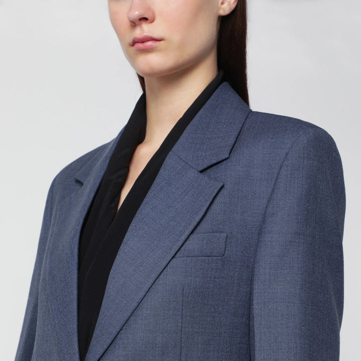 Victoria Beckham - Katherine single-breasted jacket in blue mélange wool blend Brand Coats &amp; Jackets 10 UK