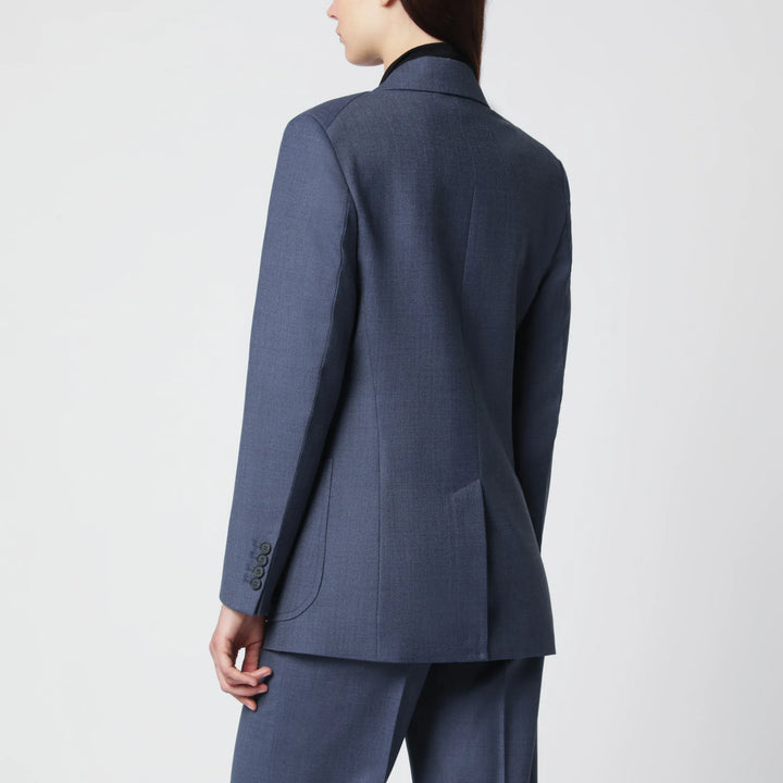 Victoria Beckham - Katherine single-breasted jacket in blue mélange wool blend Brand Coats &amp; Jackets 10 UK