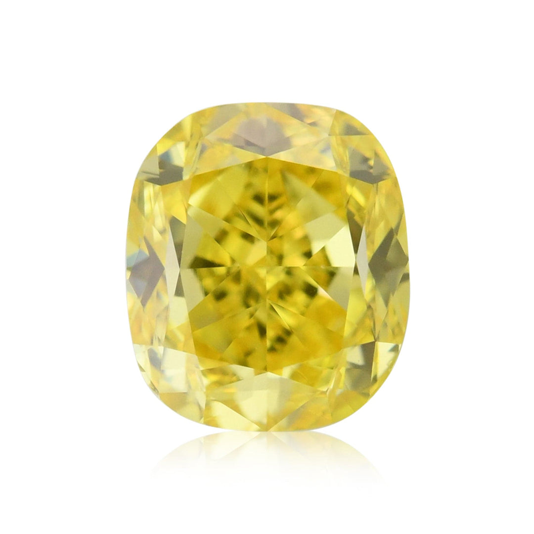0.44 Carat Fancy Vivid Yellow Cushion Diamond VVS1 GIA Brand Color Diamond