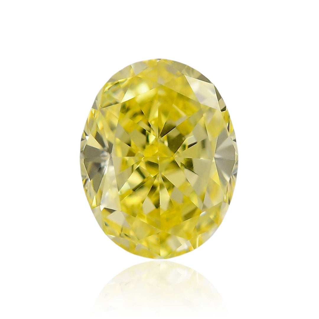 0.47 Carat Fancy Intense Yellow Oval Diamond (VS2) GIA Brand Color Diamond