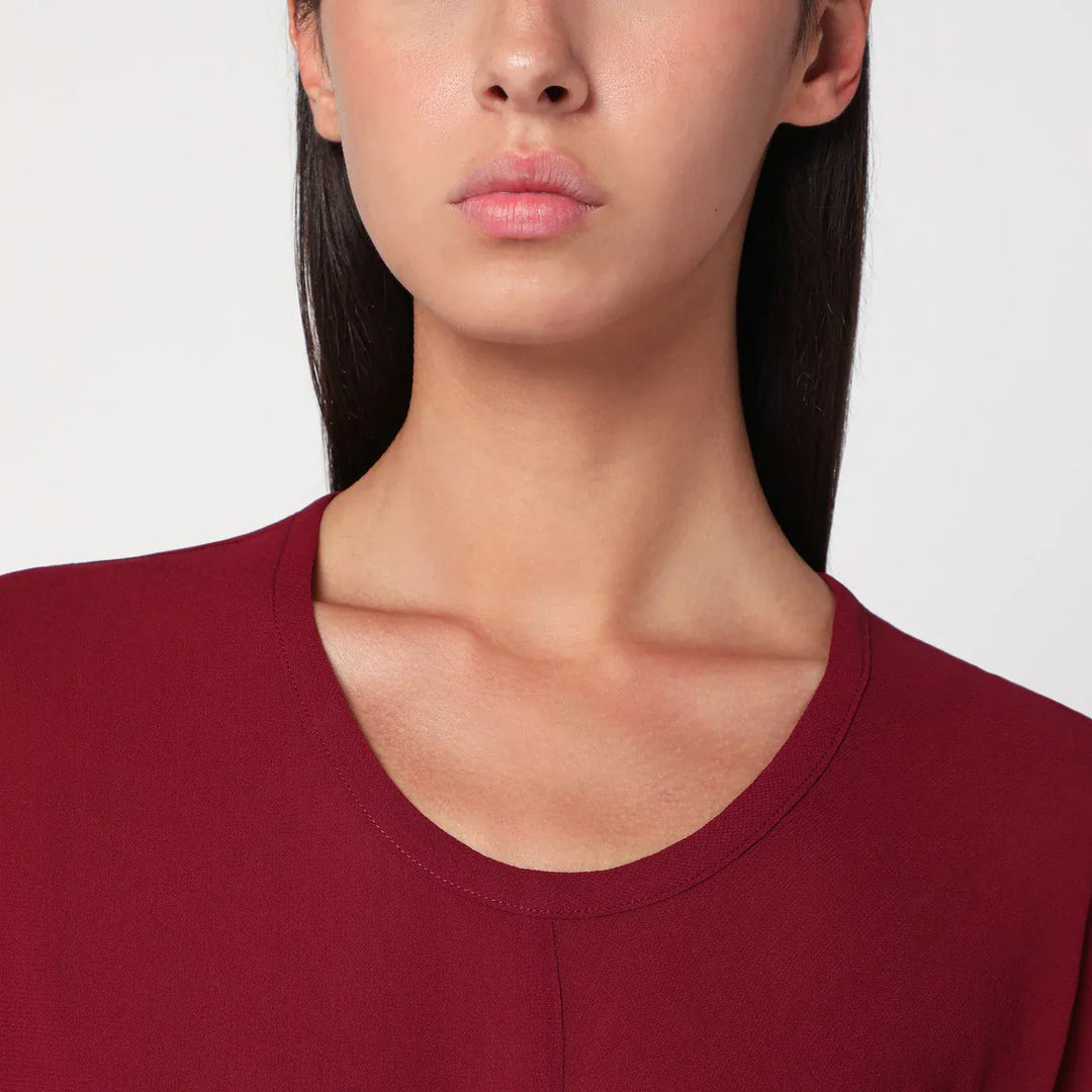 6397 - S-Curve dress in bordeaux chiffon Brand Dresses