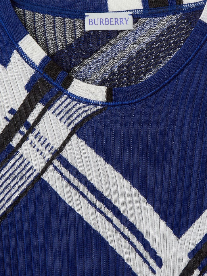 Burberry Dresses S Burberry Dresses Blue Burberry blue silk dress with check print and ribbed detailing Brand