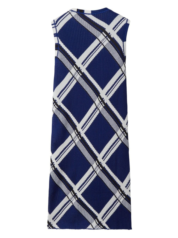Burberry Dresses S Burberry Dresses Blue Burberry blue silk dress with check print and ribbed detailing Brand