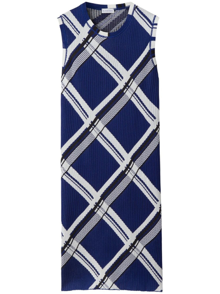 Burberry Dresses S Burberry Dresses Blue Burberry blue silk dress with check print and ribbed detailing Brand
