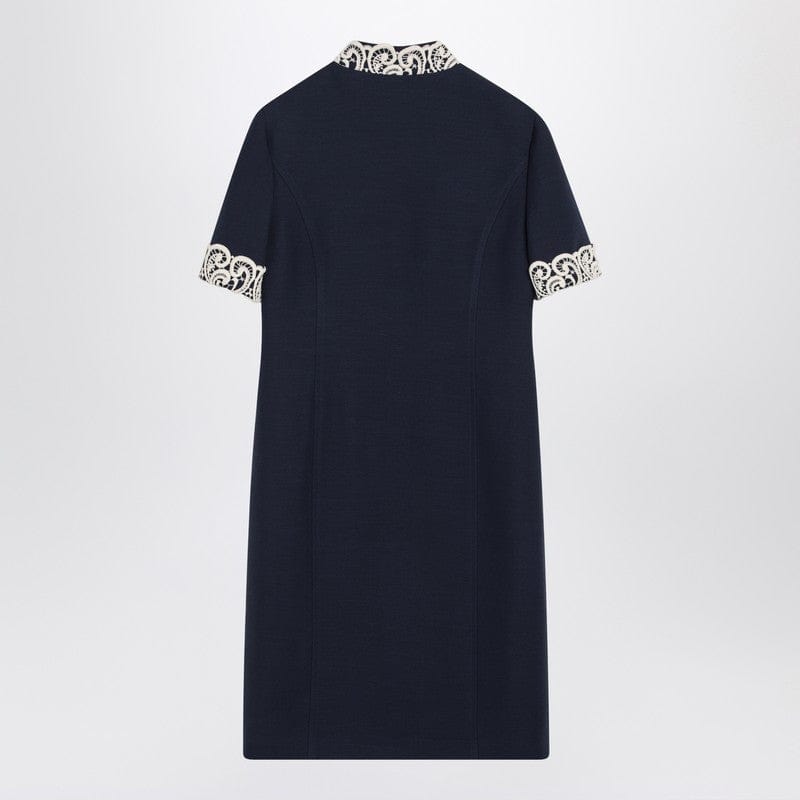 Valentino Dresses 42 Valentino Indigo Blue Dress With Macramé Trim Valentino Indigo Blue Dress With Macramé Trim Brand