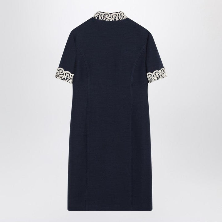 Valentino Dresses 42 Valentino Indigo Blue Dress With Macramé Trim Valentino Indigo Blue Dress With Macramé Trim Brand