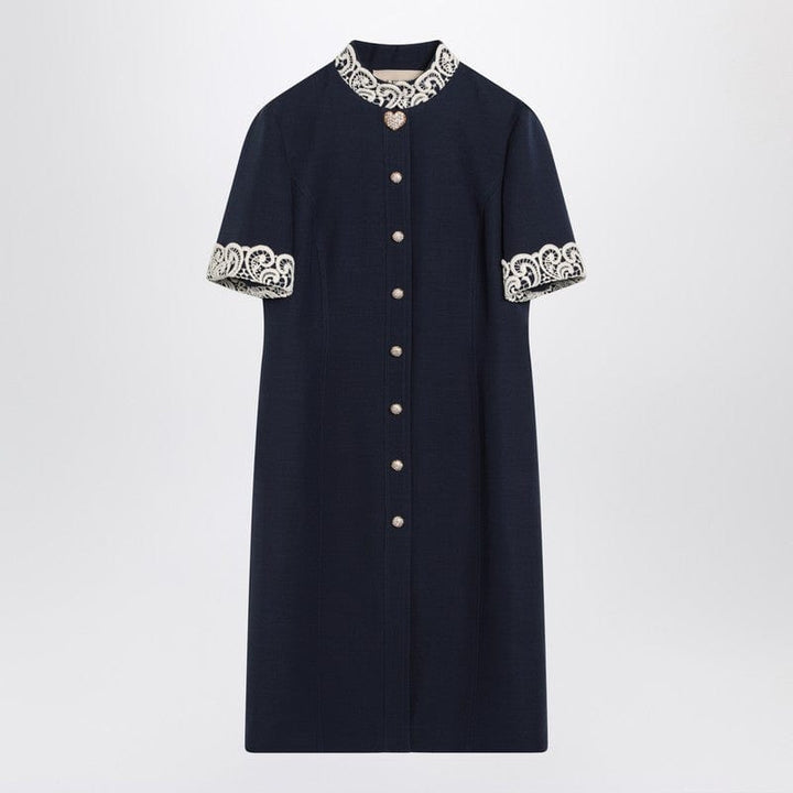 Valentino Dresses 42 Valentino Indigo Blue Dress With Macramé Trim Valentino Indigo Blue Dress With Macramé Trim Brand