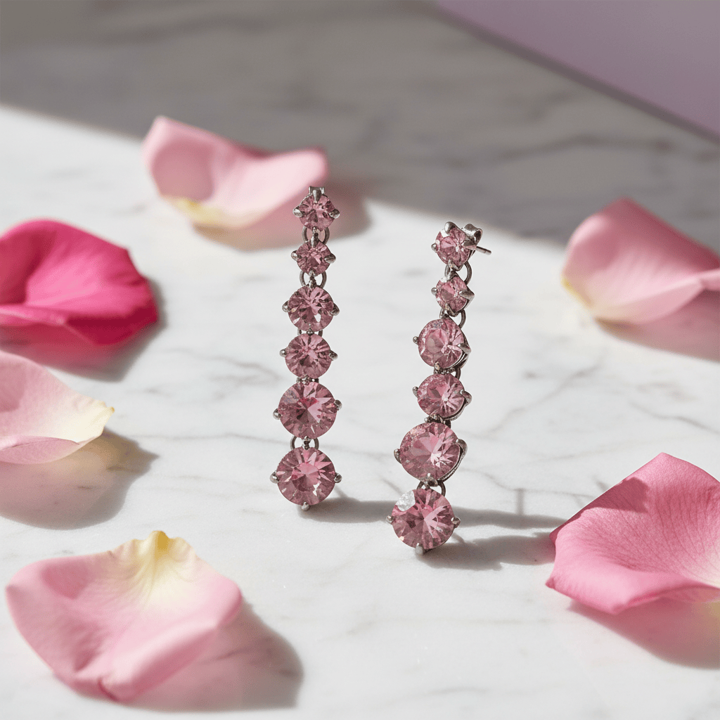 Giora Lucea Earrings With Swarovski Crystals Pink Brand Earrings