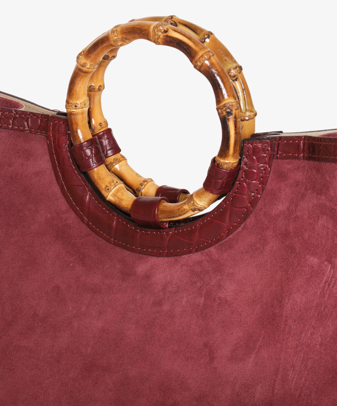 My Style Bags Personalised Bamboo Large Deluxe Handbag – Plum Brand Handbag