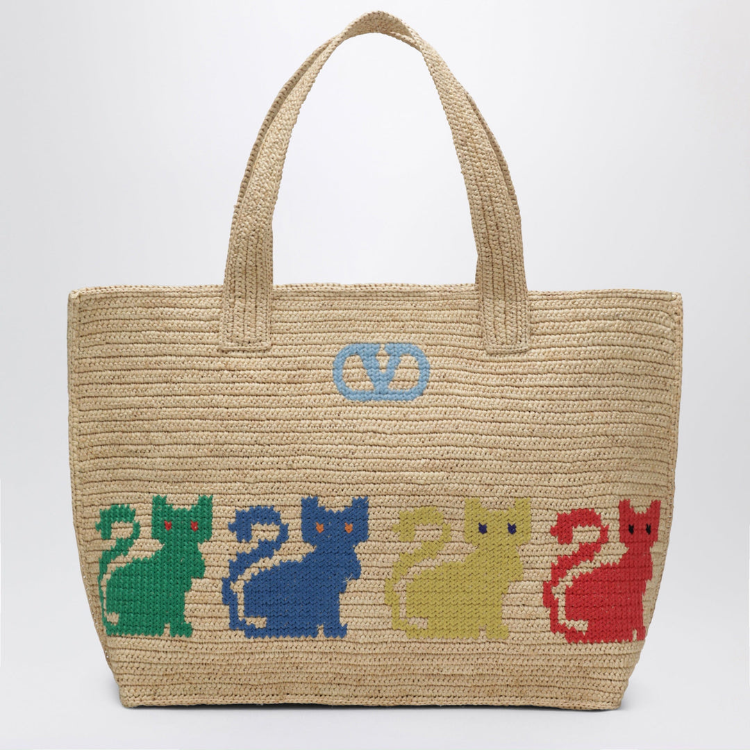 Hats TU Valentino Garavani - Large Raffiachat shopping bag in raffia Brand