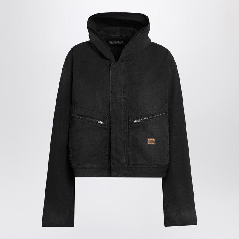 Coats & Jackets Balenciaga - Cropped jacket with hood in black - S Brand