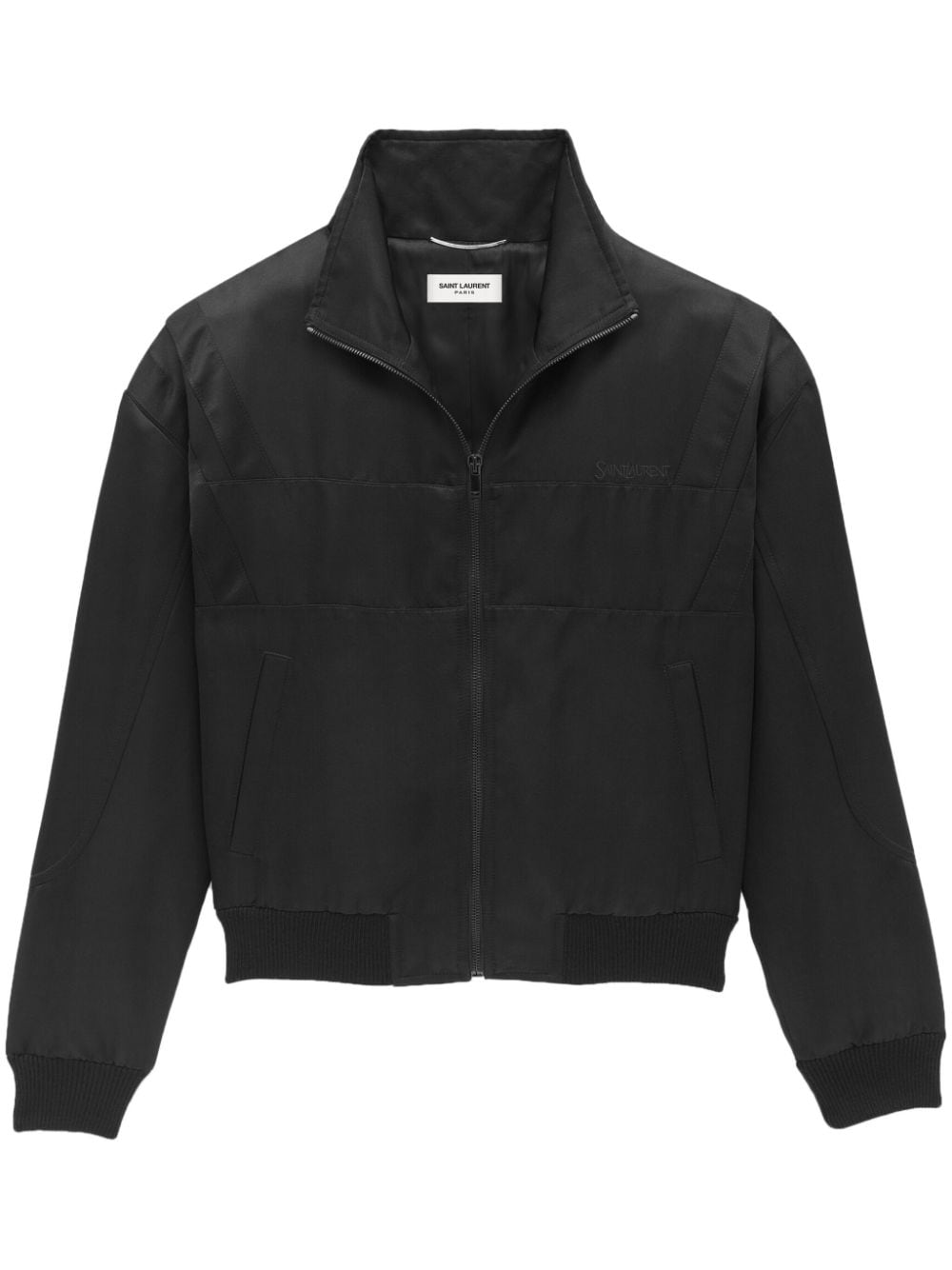 Saint Laurent Jackets 48 Saint Laurent Coats Black Satin Saint Laurent Black Satin Coat | Embroidered Logo | Elasticated Trims Brand