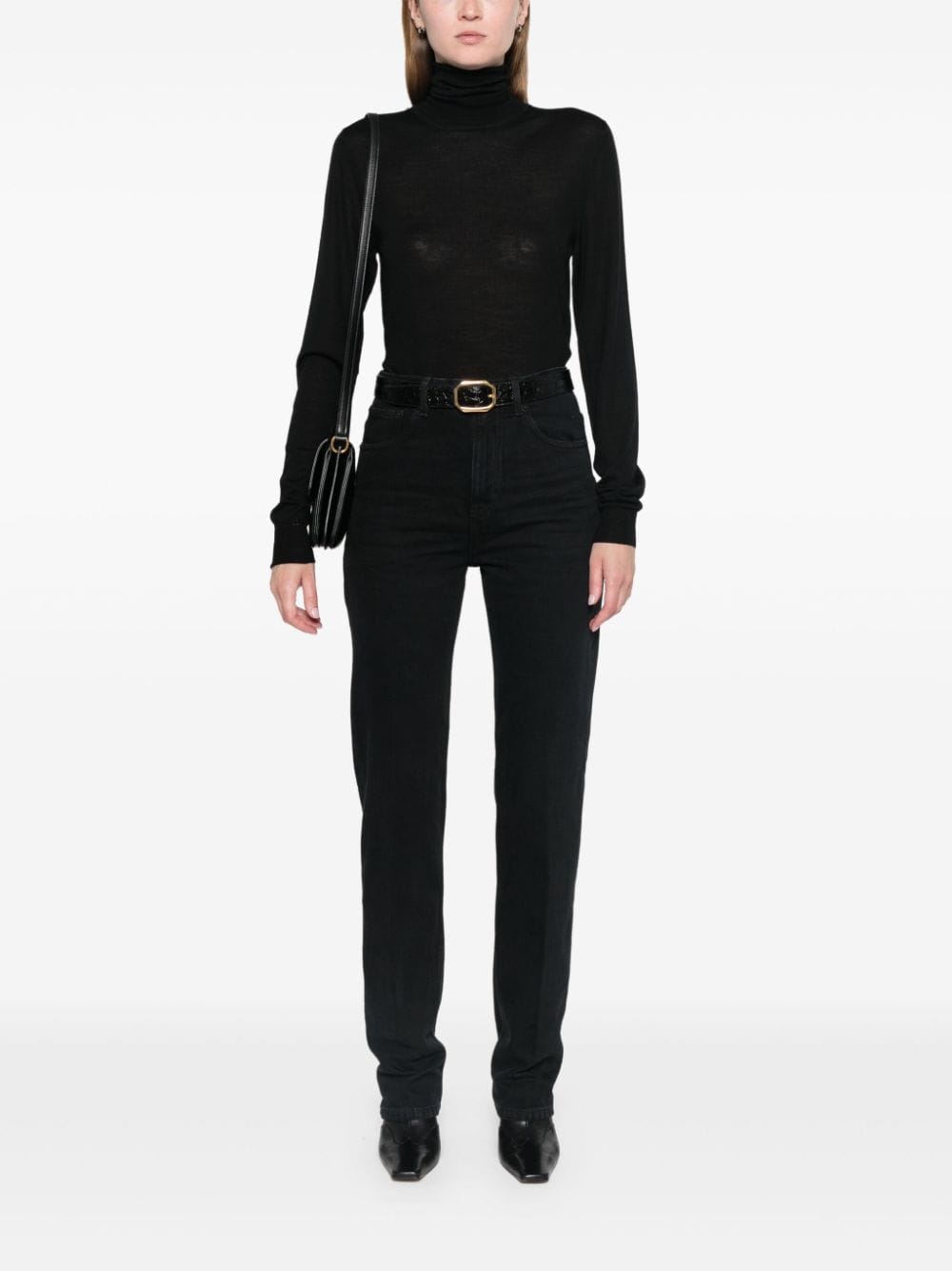 Saint Laurent Jeans Saint Laurent Jeans Black Saint Laurent Black Straight-Leg Jeans Logo Patch at Italian Luxury Group Brand