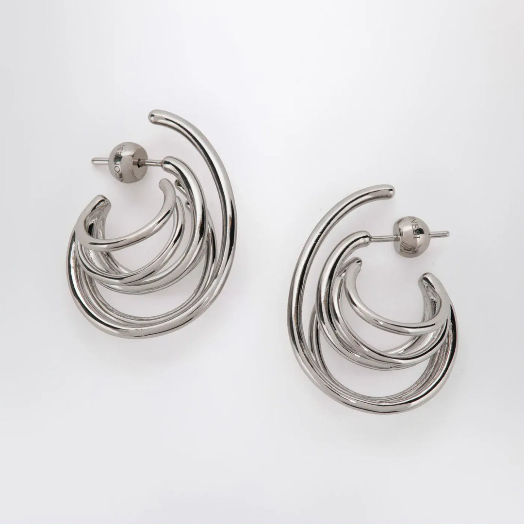 PANCONESI - Circular earrings in silver tone Brand Jewelry TU