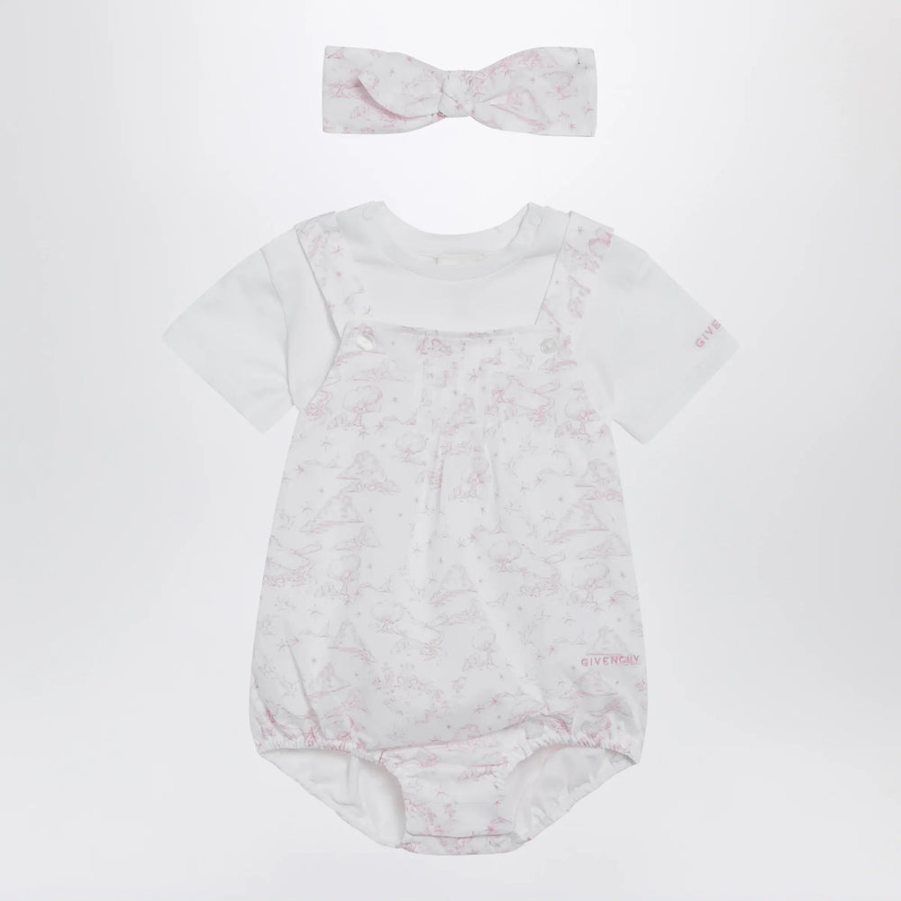 Givenchy - White/pink cotton romper with headband Brand Jumpsuits & Rompers 9