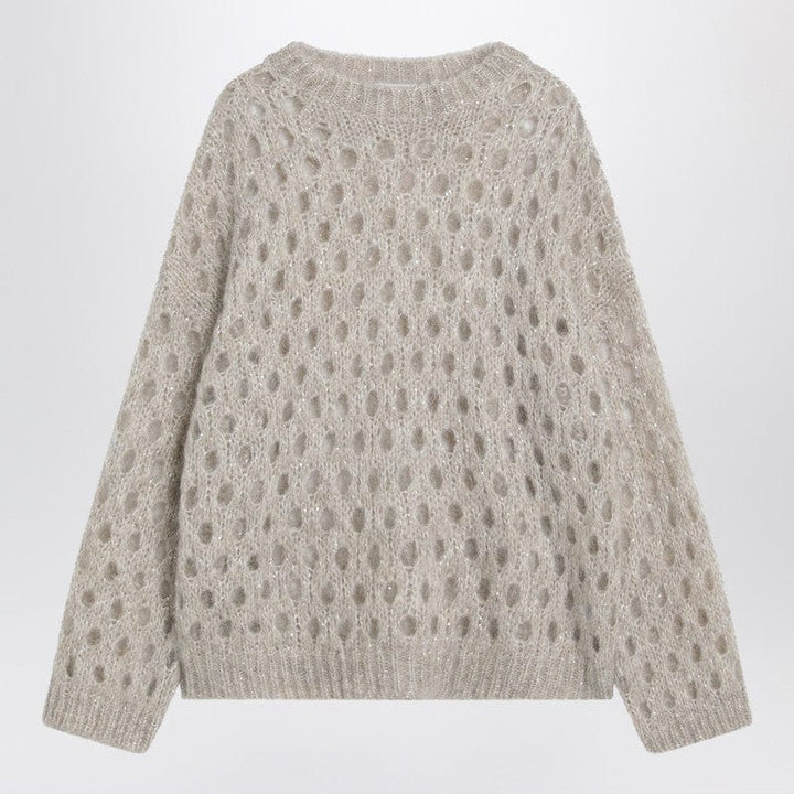 Brunello Cucinelli Knitwear Brunello Cucinelli Beige openwork mohair-blend sweater Brunello Cucinelli Beige openwork mohair-blend sweater Brand