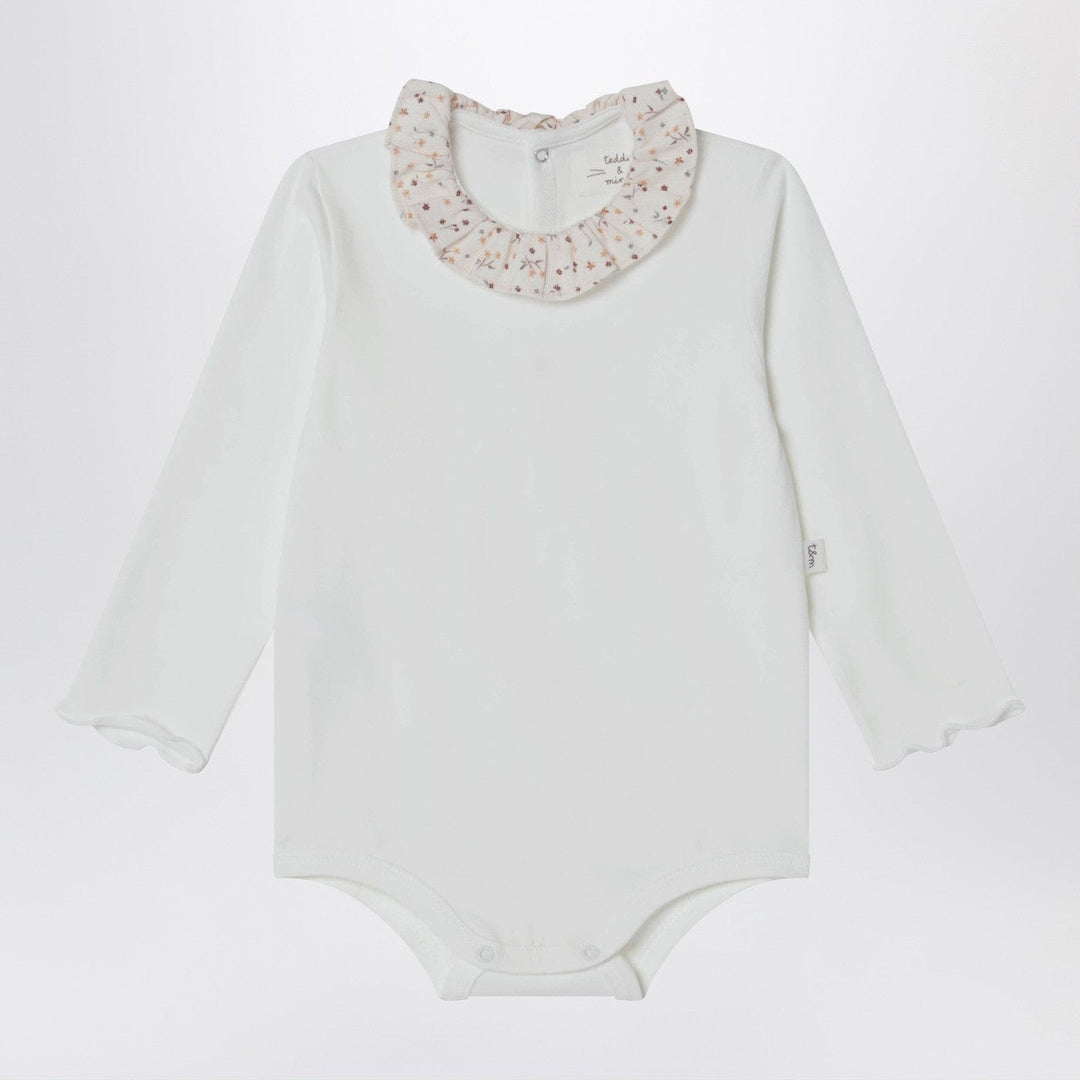 Leotards & Unitards Teddy & Minou - White bodysuit with neckline and floral print Brand