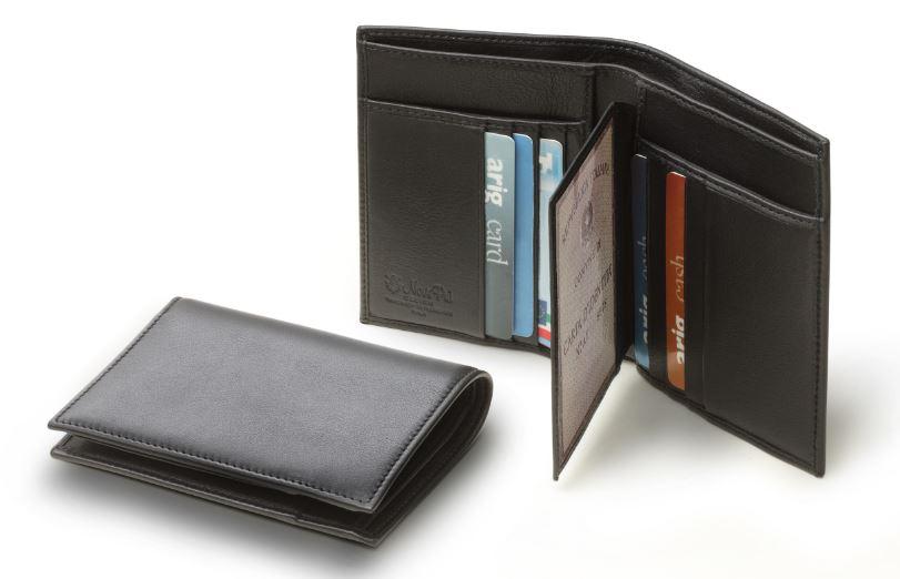 Italian Luxury Group Men's Wallet Men's Black Italian Leather Credit Card Wallet ID Brand