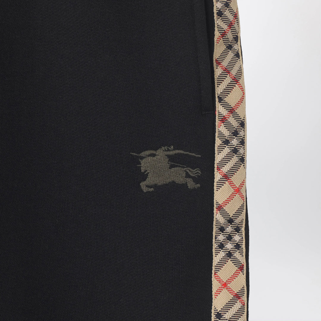 Burberry - Black jogging trousers with Check motif detail Brand Pants