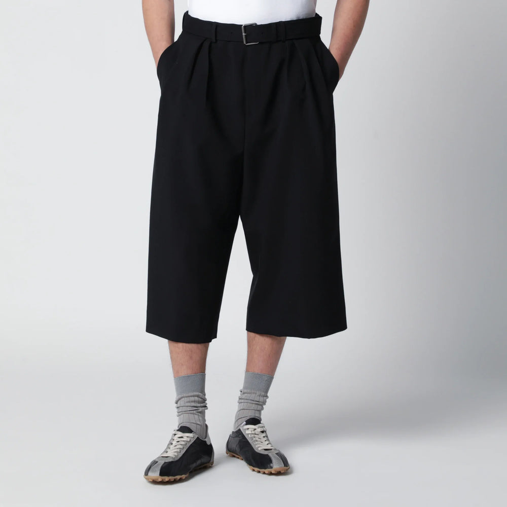 Dries Van Noten - Black cropped wide trousers in wool blend Brand Pants 48 IT