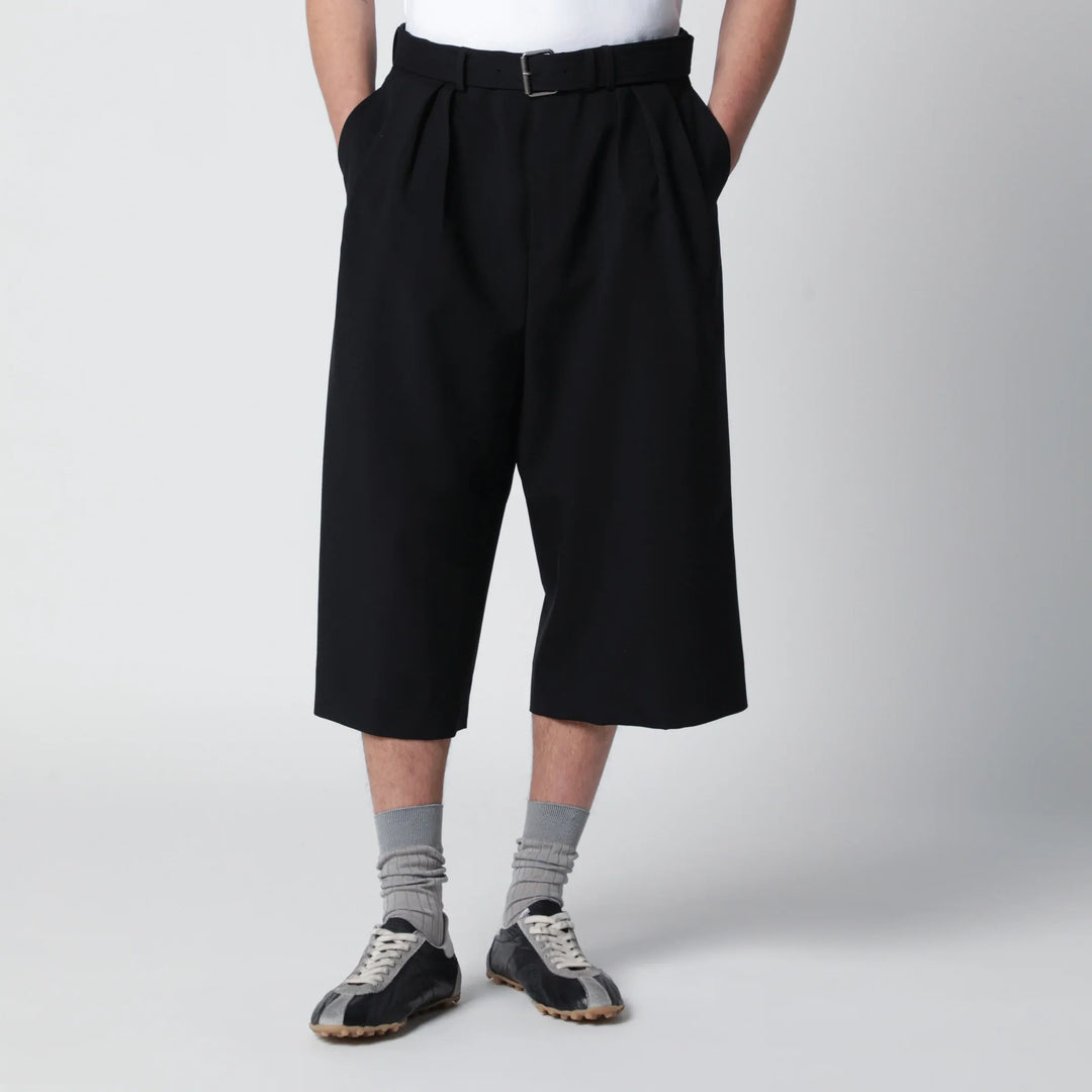 Dries Van Noten - Black cropped wide trousers in wool blend Brand Pants 48 IT
